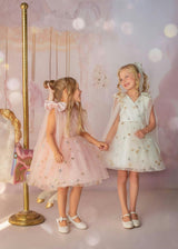 Stardust Embroidered White Tulle Party Dress