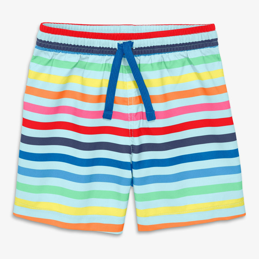 Kids swim trunk in rainbow sky stripe