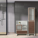 Tyler Modern Wooden Linen Tower Tall Storage Cabinet with Two Doors for Bathrooms or Hallways