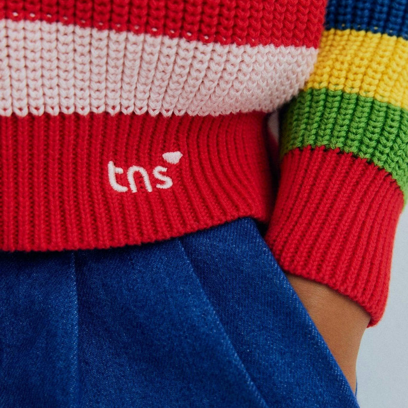 Canela Jumper Tulip Red Multicolor Stripes