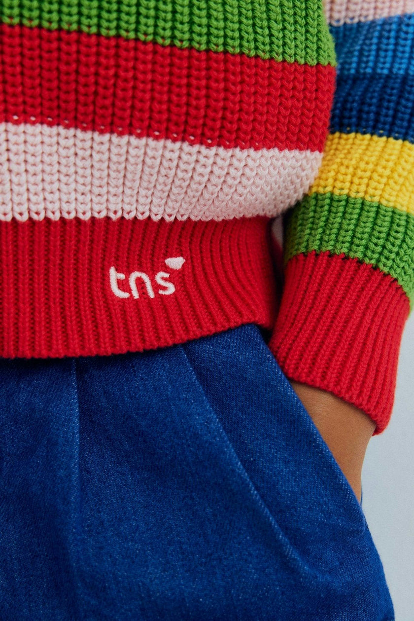 Canela Jumper Tulip Red Multicolor Stripes