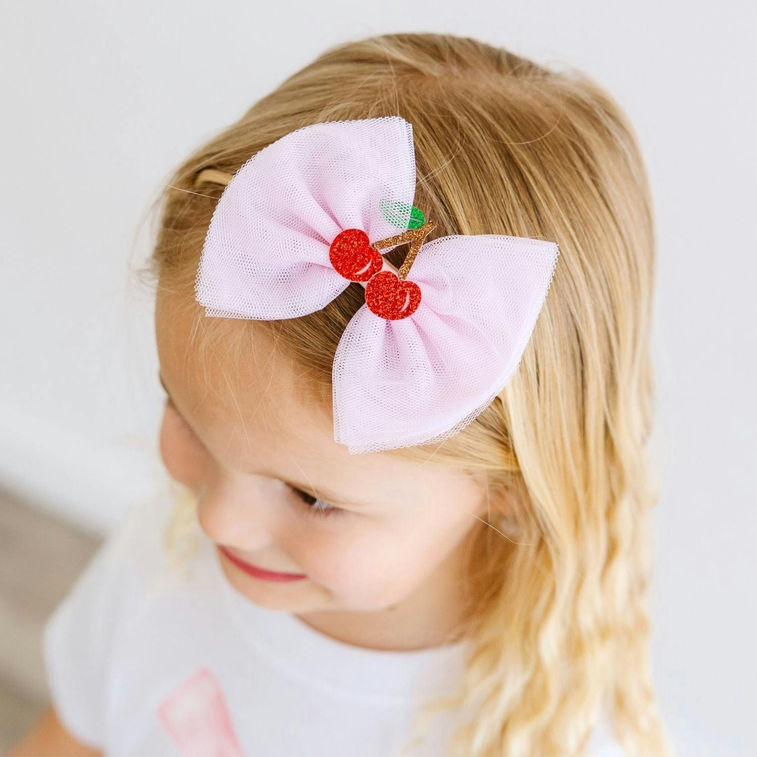 Cherry Tulle Bow Baby Headband