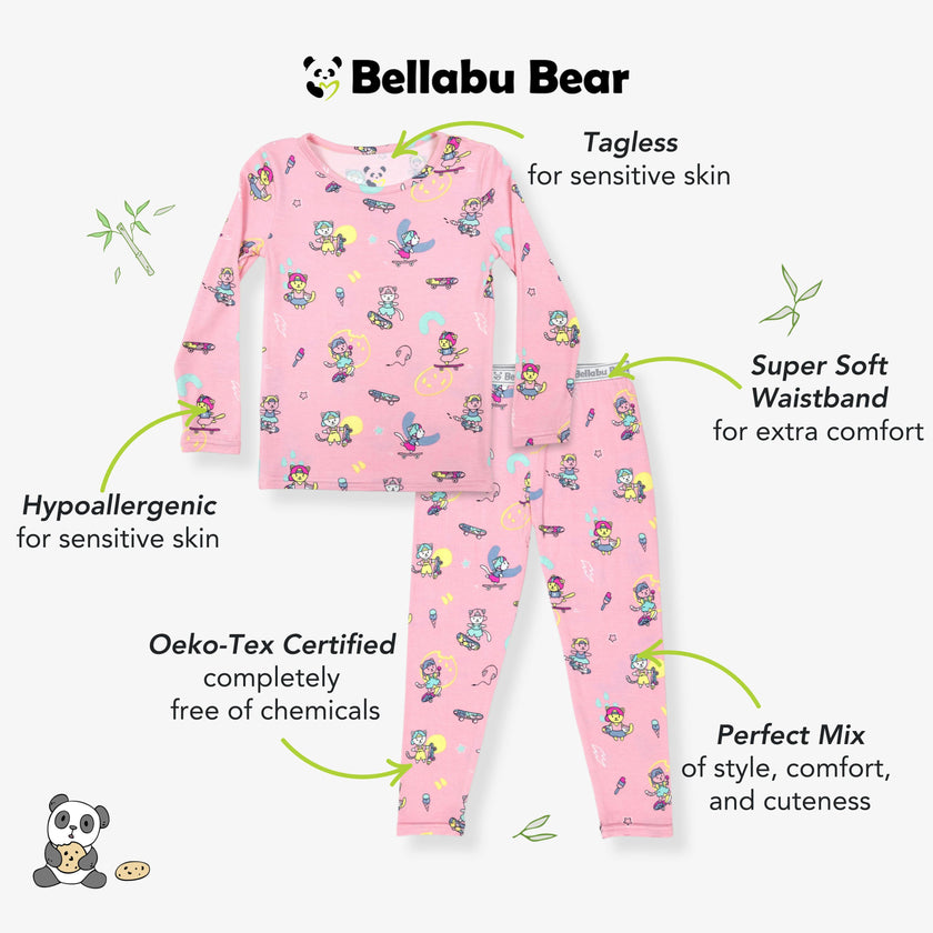 Skater Kitty Kids Bamboo Pajamas
