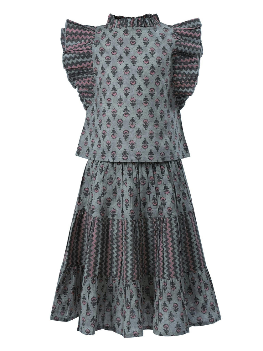 Tittli Top and Skirt Set Mocha Cement