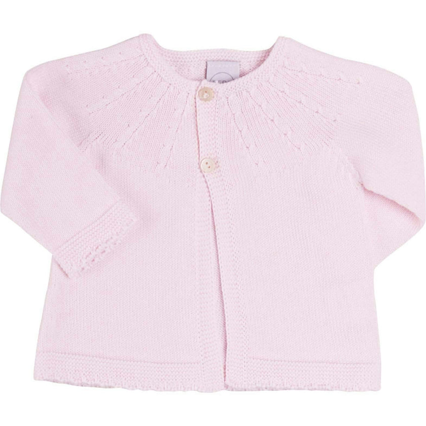 Openwork Detail Baby Cardigan in Baby Pink (1-9mths)