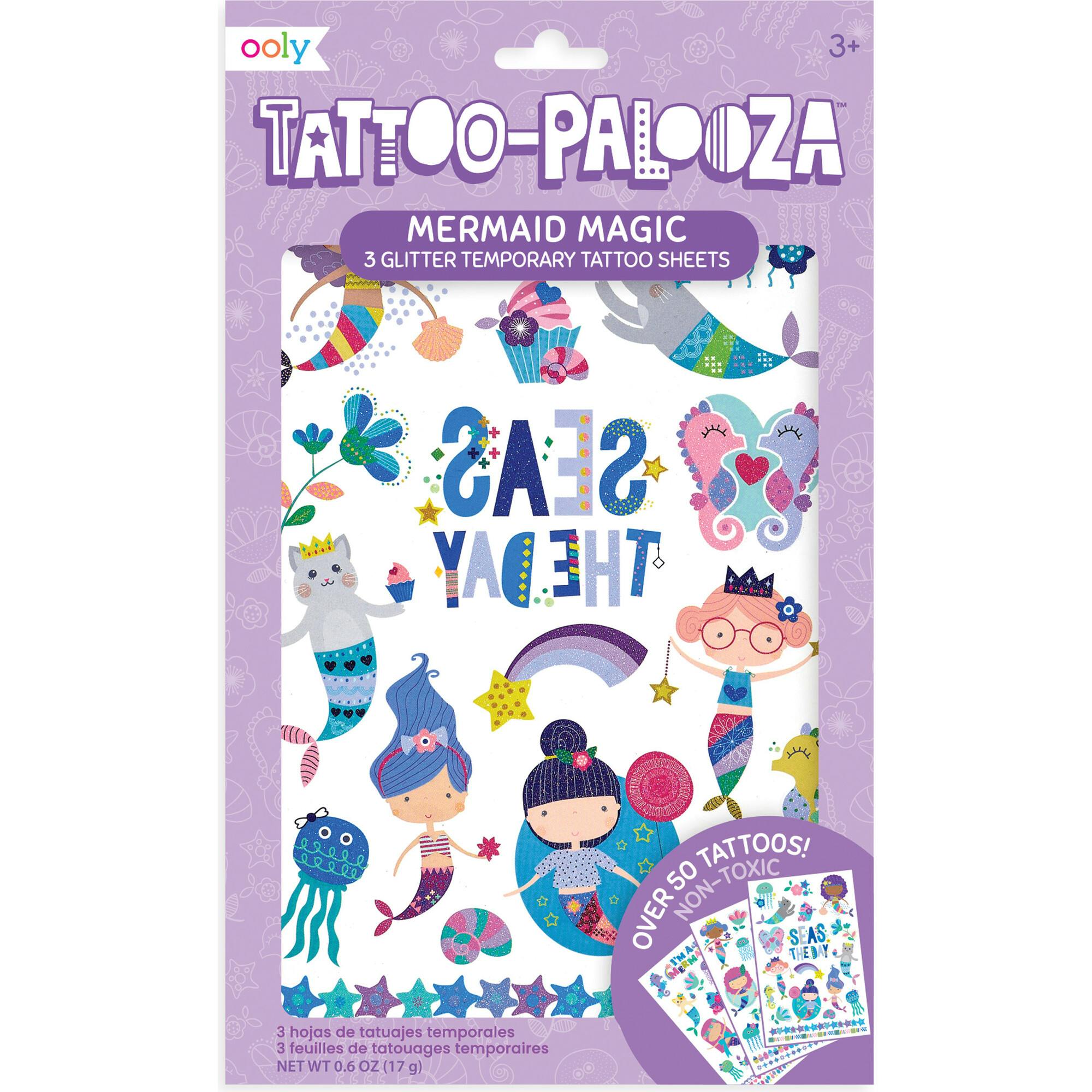 Tattoo-Palooza Temporary Tattoos - Mermaid Magic - 3 Sheets