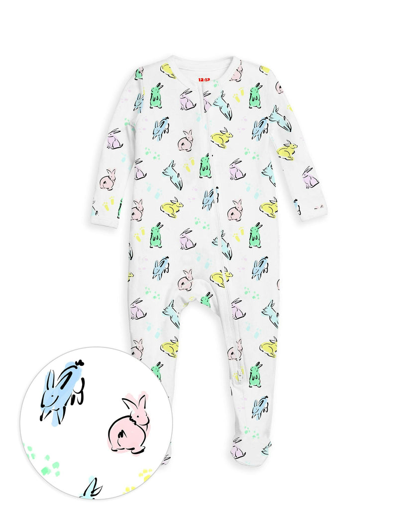 The Organic Zipper Footie [Bunny Hop]