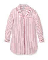 Women's Twill Nightshirt in Antique Red Ticking