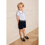Noah Check Mariner Collar Double Breasted Shirt in Blue (18mths-6yrs)