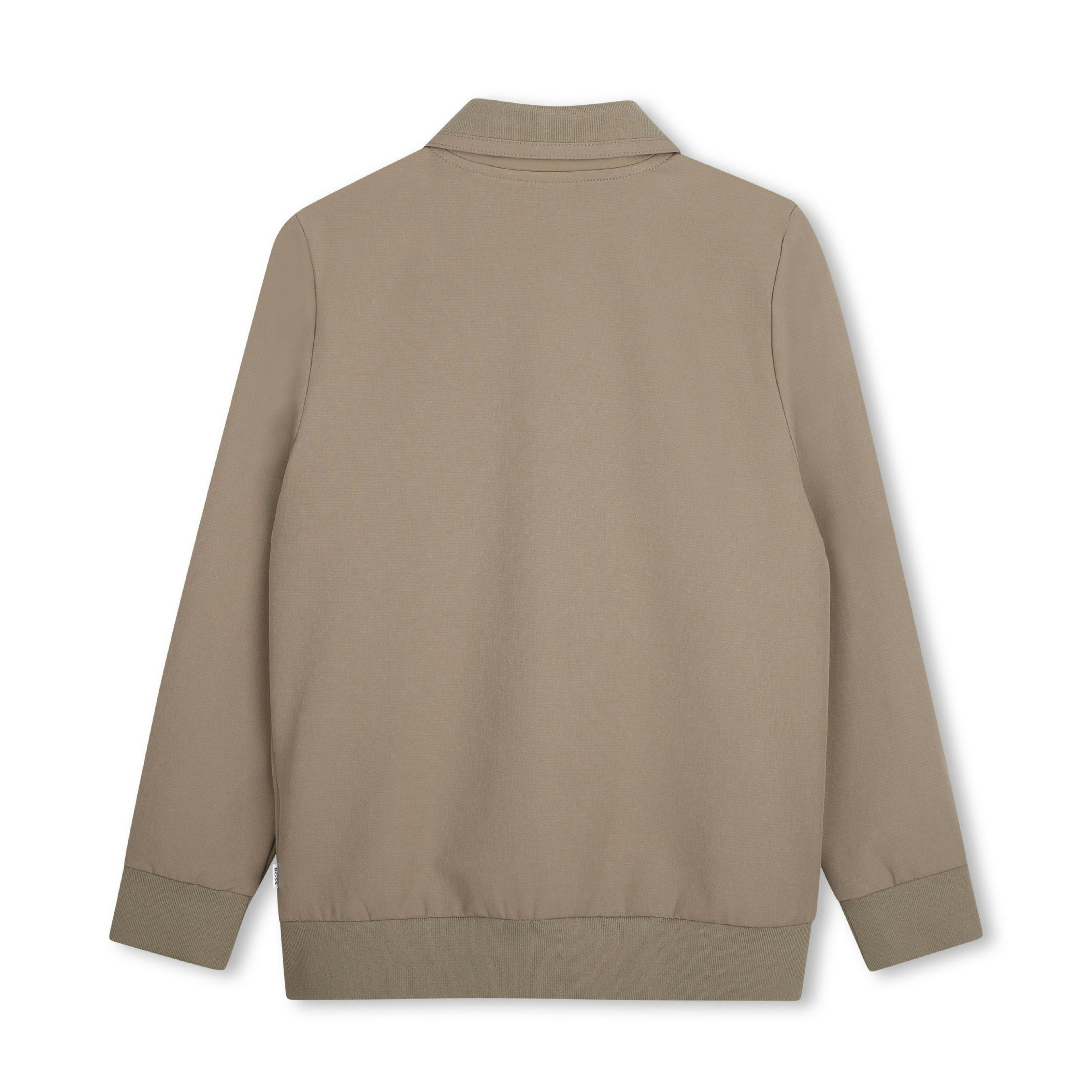 Beige Zip-Up Cardigan