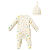 Cream Animal Print Babygrow & Hat