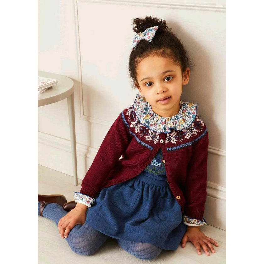 Fair Isle Cardigan in Burgundy (12mths-10yrs)