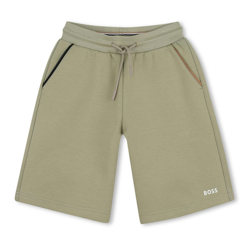 Beige Contrast Trim Shorts