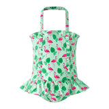 Green Flamingo Ruched Swimsuit