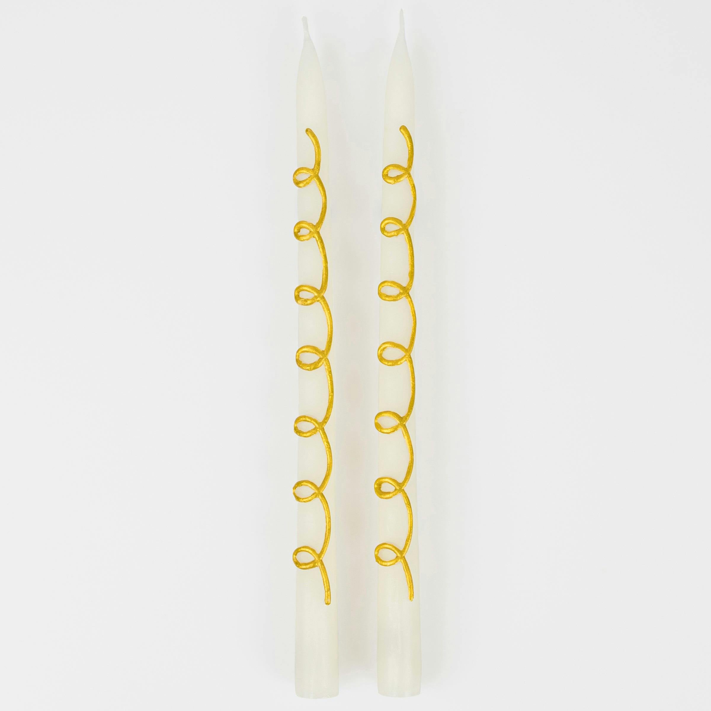Gold Swirl Taper Candles