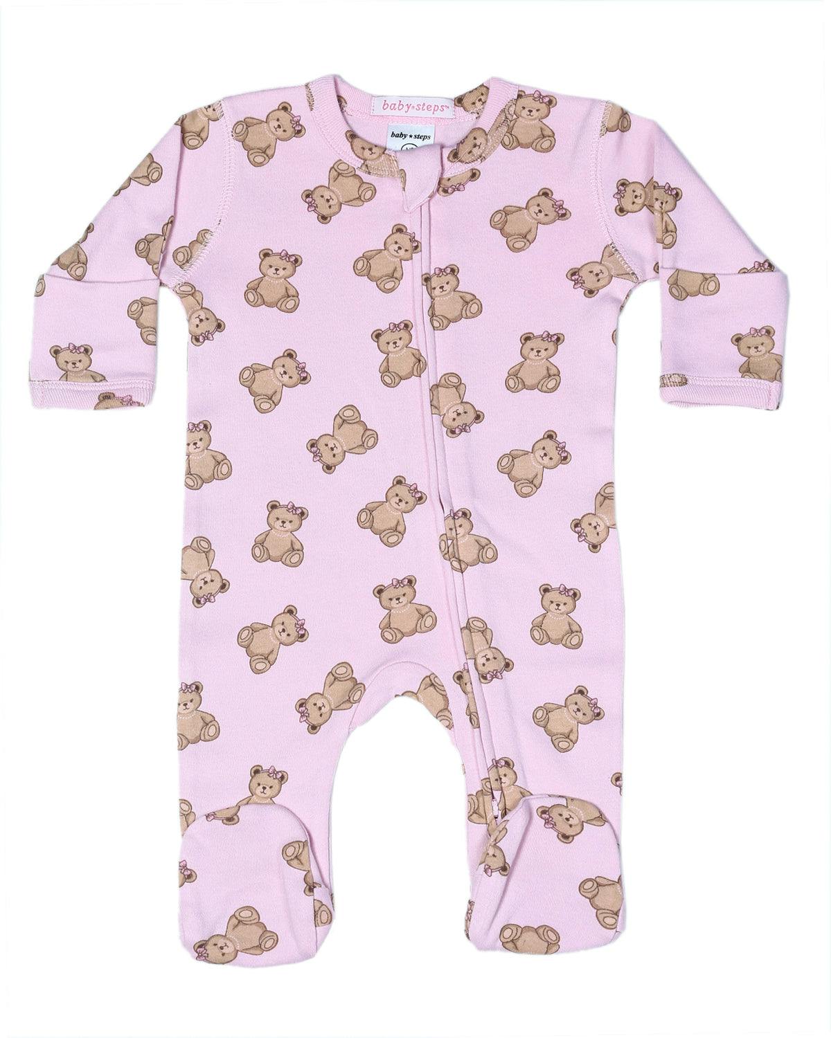 Baby Zipper Footie - Bow Bears