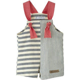 Mixed Stripe Grey Dungaree Romper, Grey
