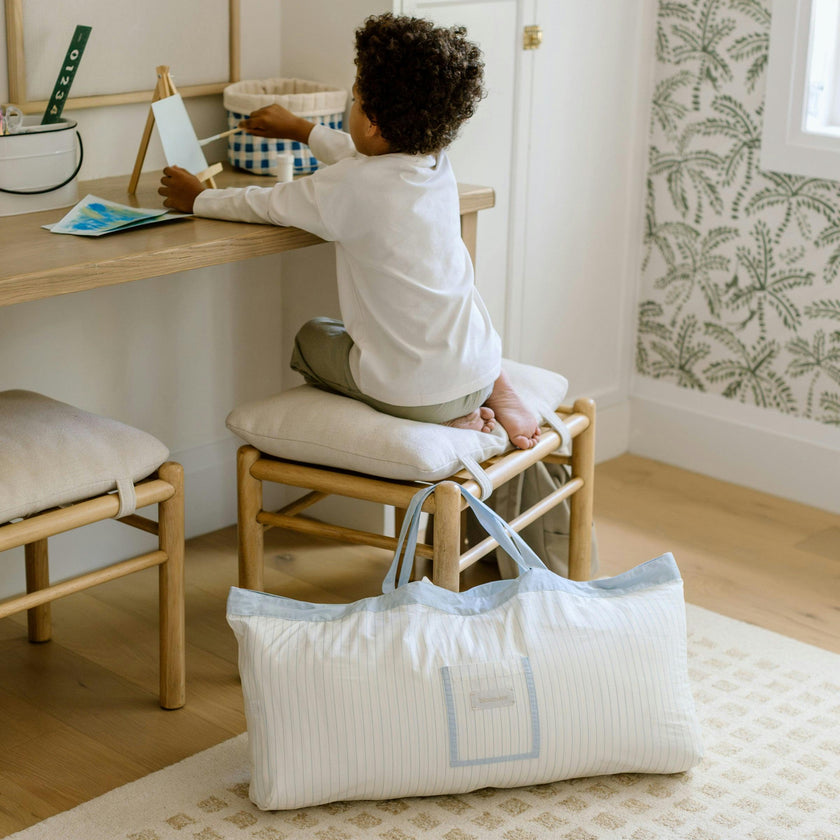 [NEW] XL Organic Nap Mat- Blue Stripe