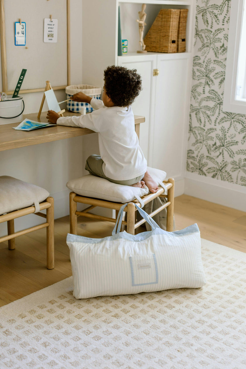 [NEW] XL Organic Nap Mat- Blue Stripe
