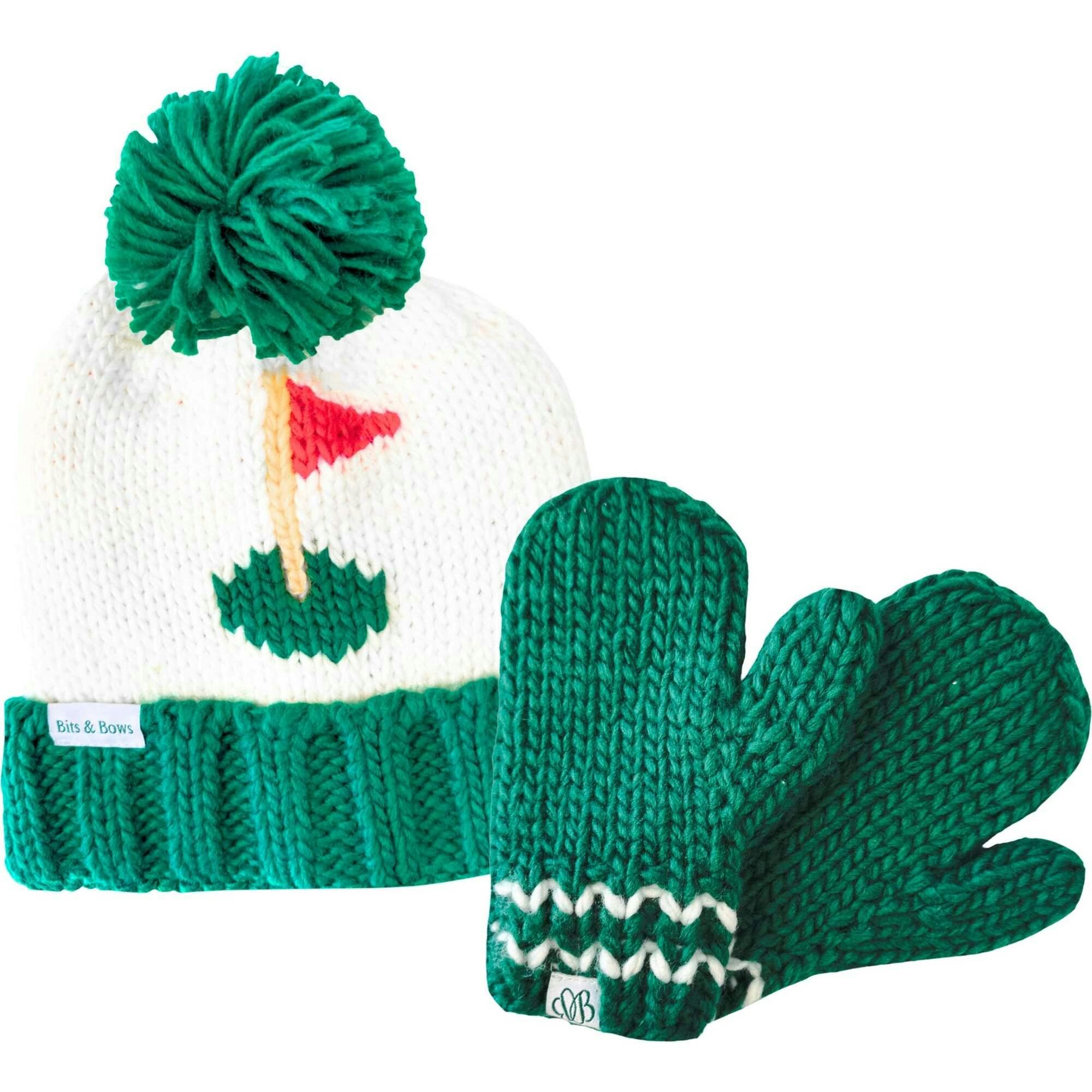 Golf Flag Bobble Hat/Mittens Bundle
