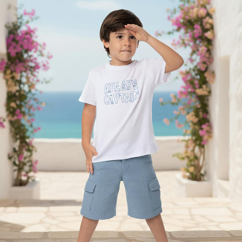 Cederique Boy T-shirt Short Sleeve, White Captain