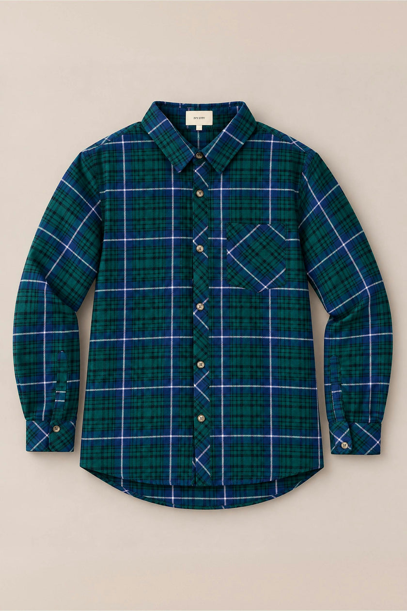 Mens John Shirt in Emerald Plaid