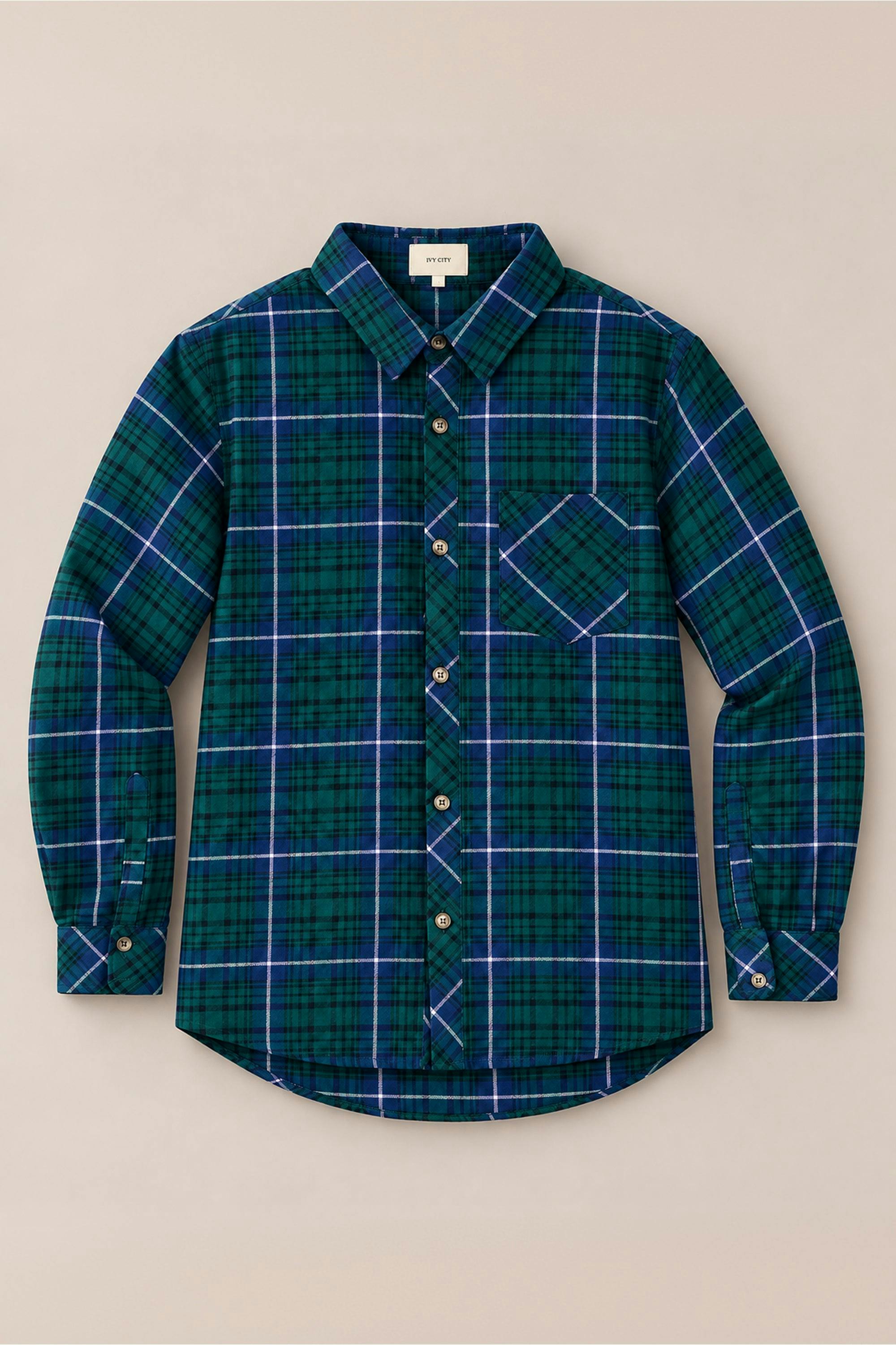 Mens John Shirt in Emerald Plaid