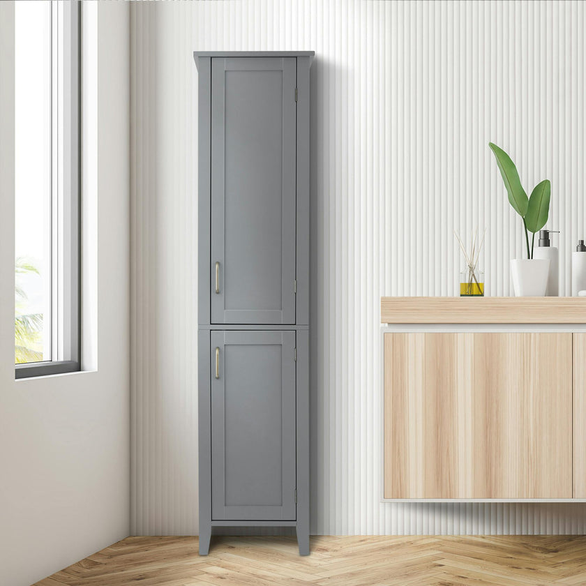Mercer Mid Century Modern Bathroom Linen Tower Storage with Two Doors