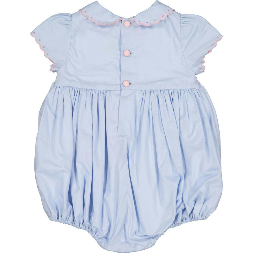 Cassis Blue Short Sleeve Smocked Romper