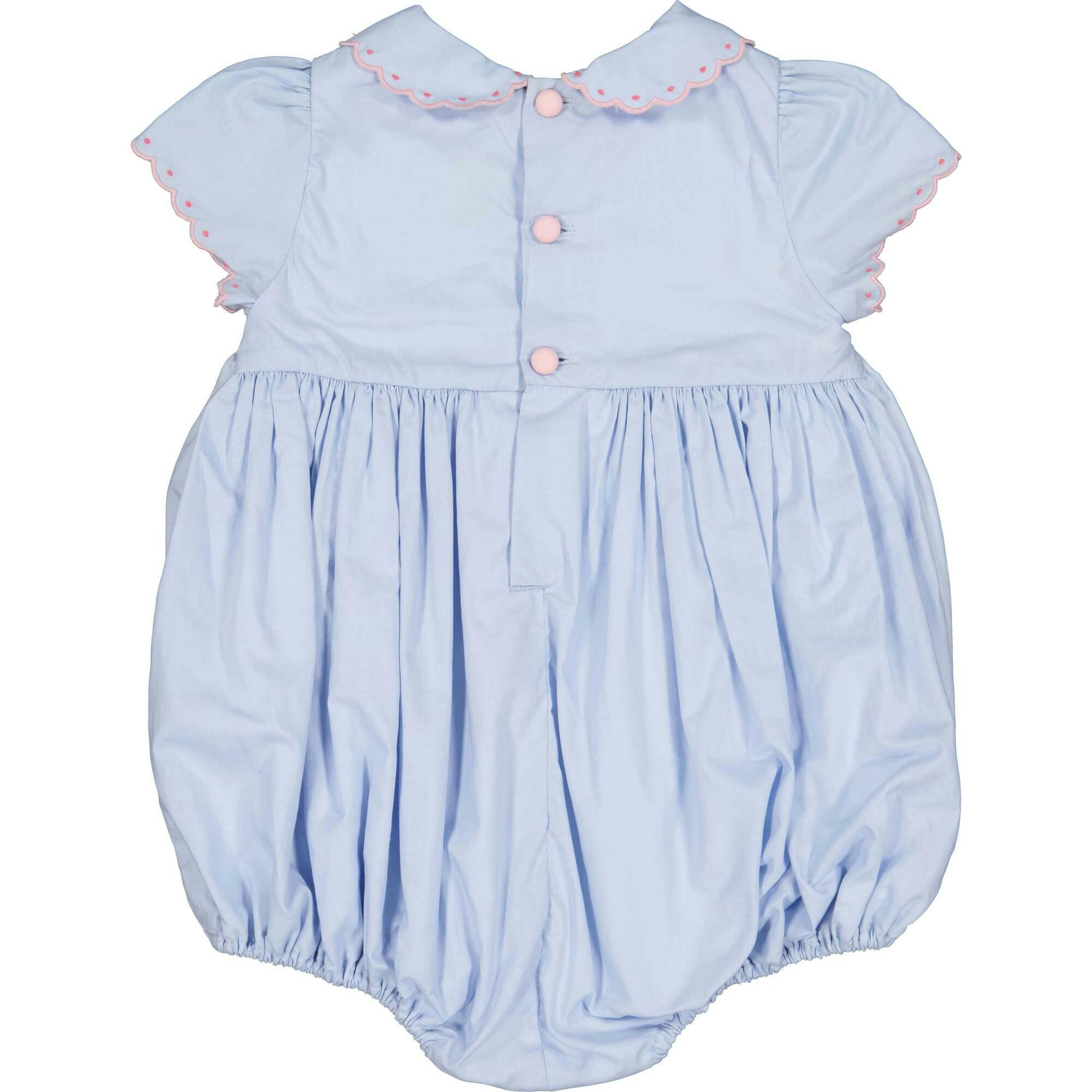 Cassis Blue Short Sleeve Smocked Romper