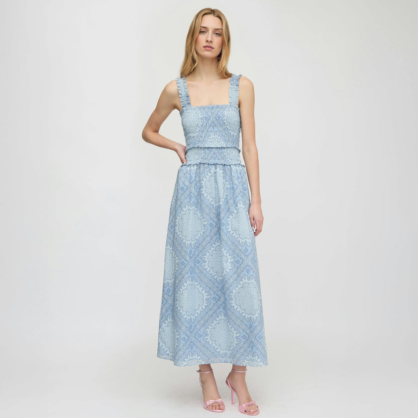 The Azalea Maxi Nap Dress - Dusty Blue Paisley Scarf