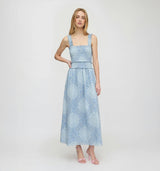 The Azalea Maxi Nap Dress - Dusty Blue Paisley Scarf