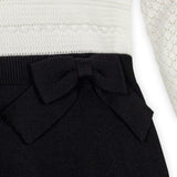 Organic Peter Pan Collar Sweater Dress with Bow, Black