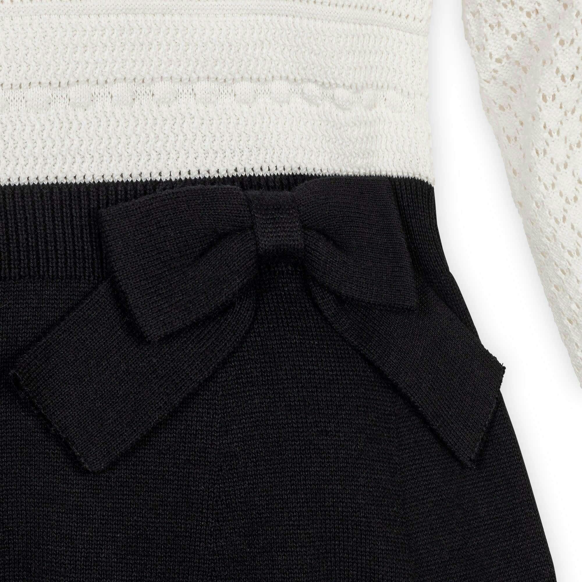 Organic Peter Pan Collar Sweater Dress with Bow, Black