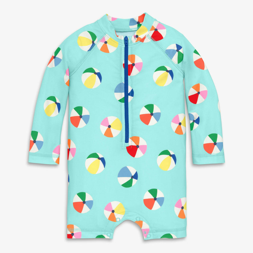 Clearance baby one-piece rash guard in beach balls