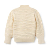 Textured Knit Puff Sleeve Sweater, ivory