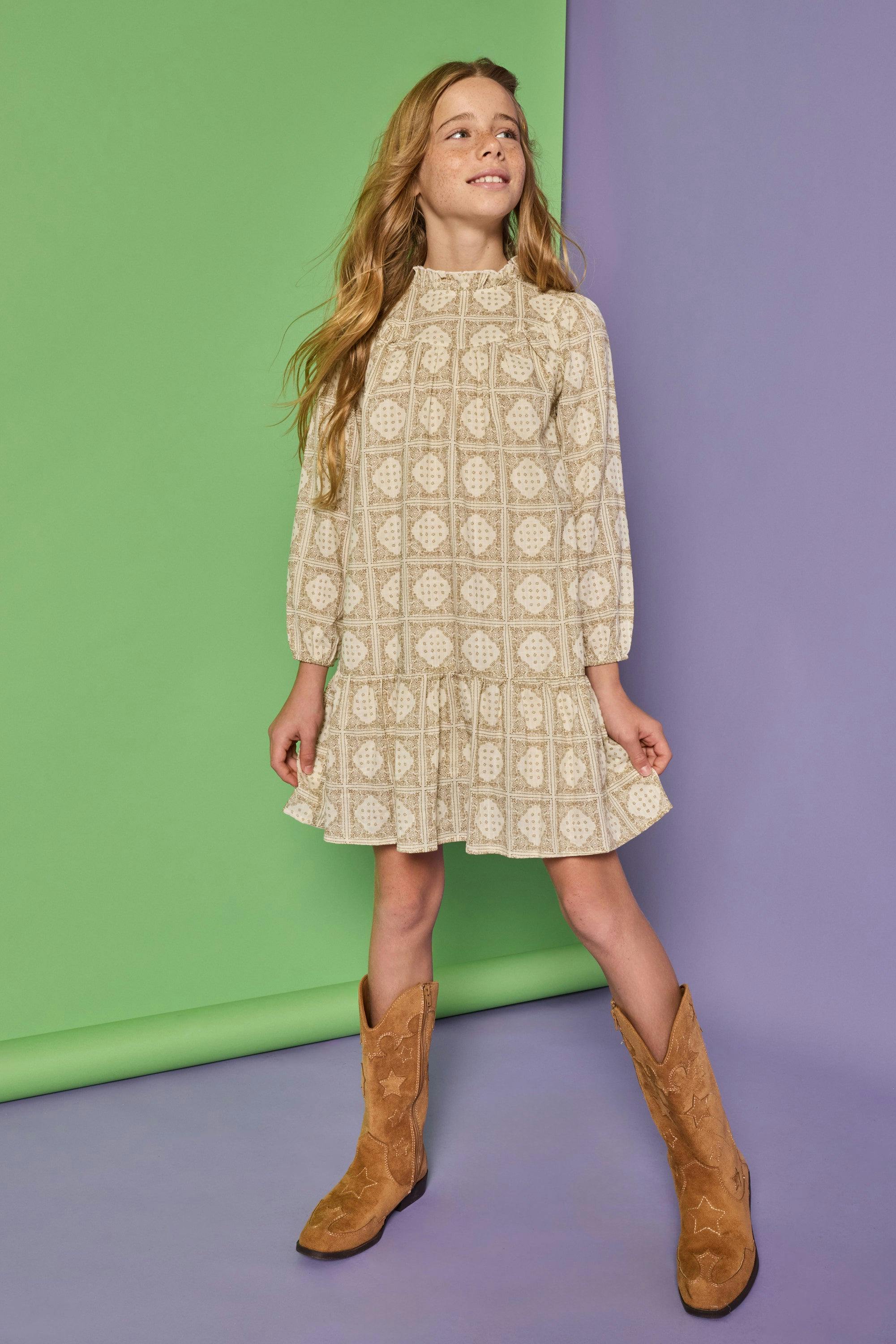 Jody Dress - Stone Patchwork