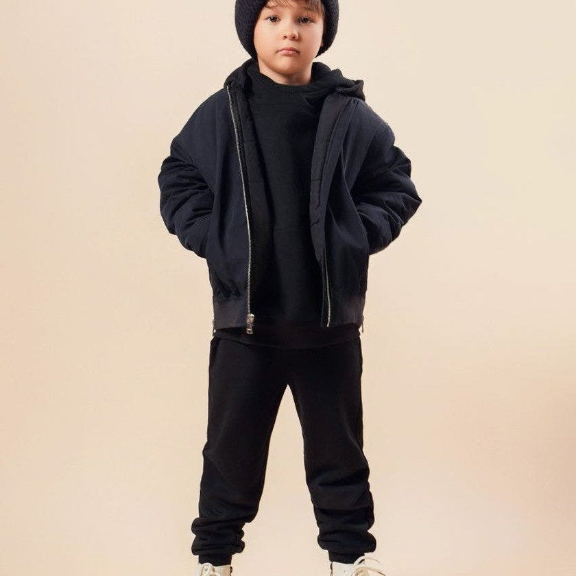 Padded Bomber Jacket With Removable Hood
