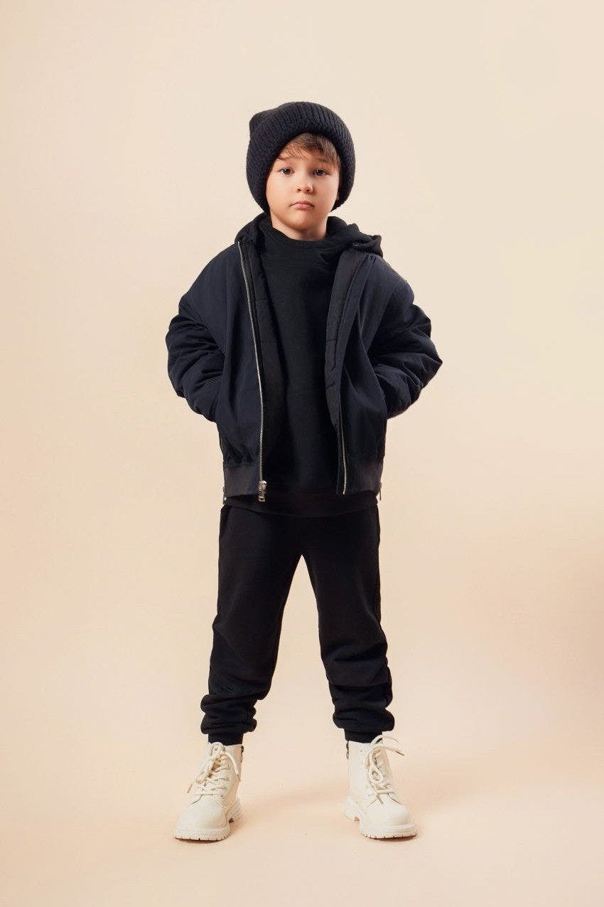 Padded Bomber Jacket With Removable Hood
