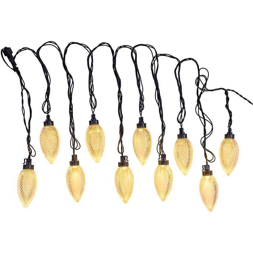 UL 10-Light Warm White LED Super C9 Bulb Yard Stakes