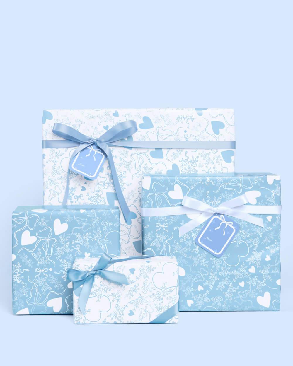 Something Blue Wrapping Paper Set - 12 sheets + 16 tags