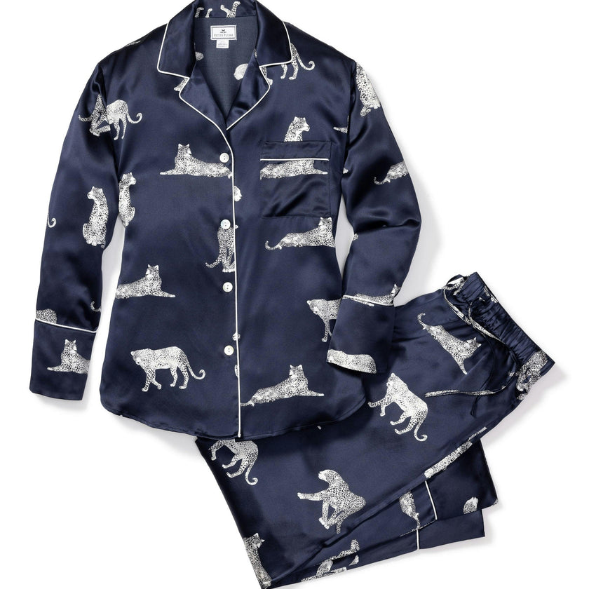 Women's Silk Pajama Set in Panthère de Nuit