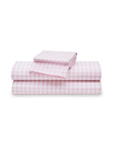 Luxe Premium Percale Bed Sheets in Pink Gingham