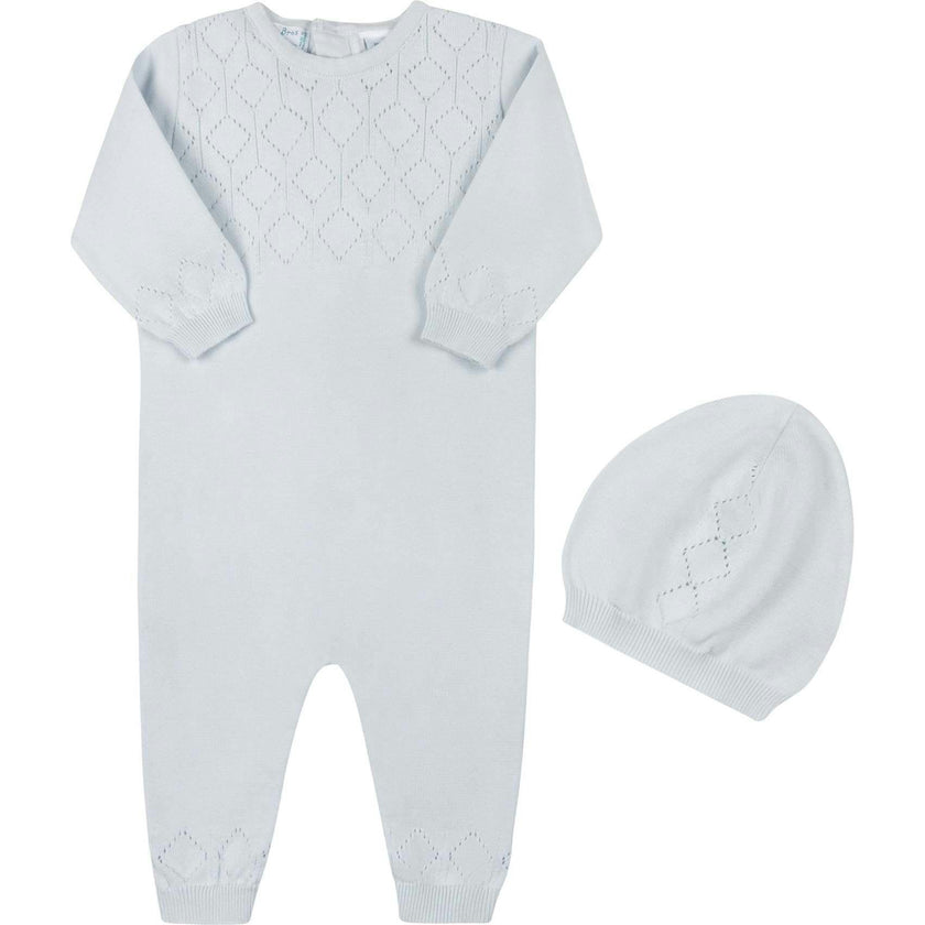 Lux Pointelle Knit Romper w/Hat