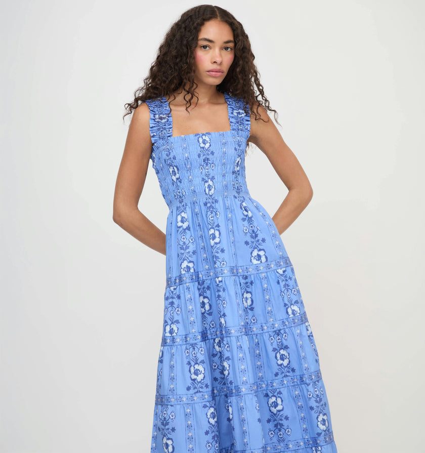 The Kimmy Maxi Nap Dress - Blue Arcadia Border