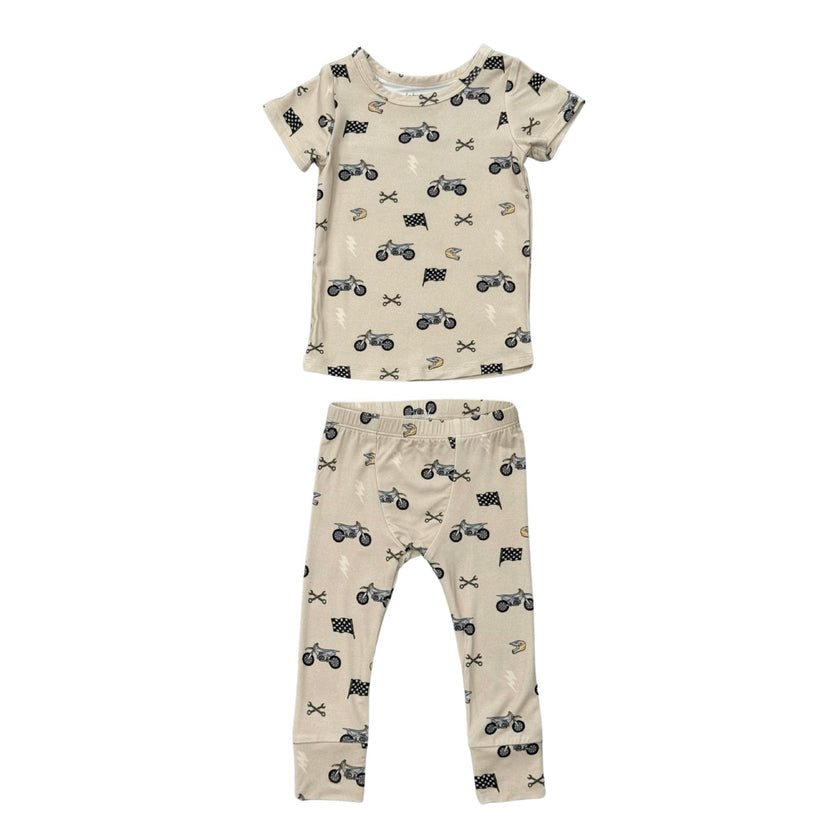 Boys Short Sleeve Lounge Set in Dirt Bikes