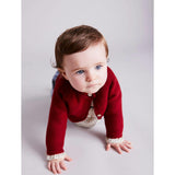Contrast Trim 3 Button Cardigan in Red (3-18mths)