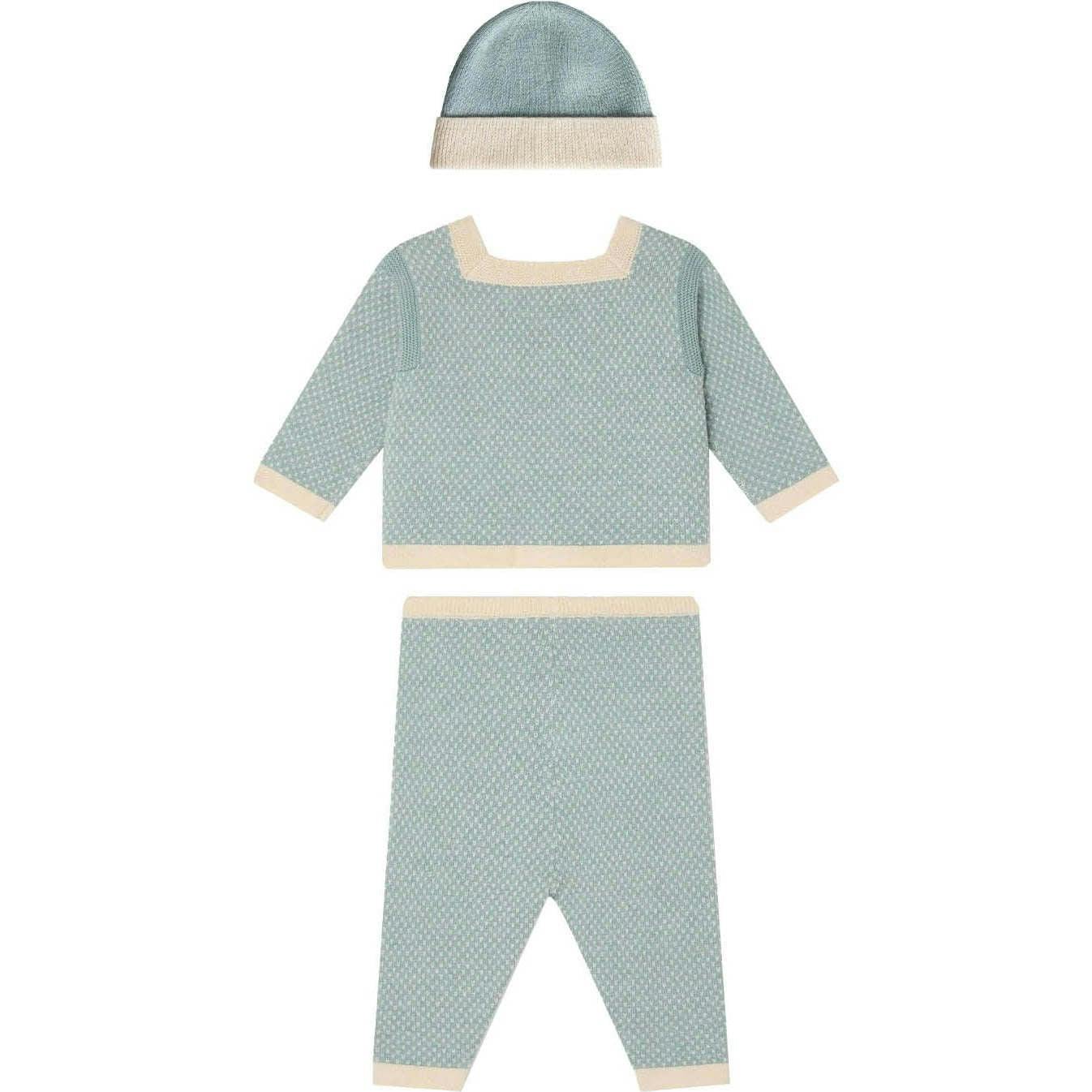 BONPOINT Joe Knit Baby Set With Beanie - Bleu