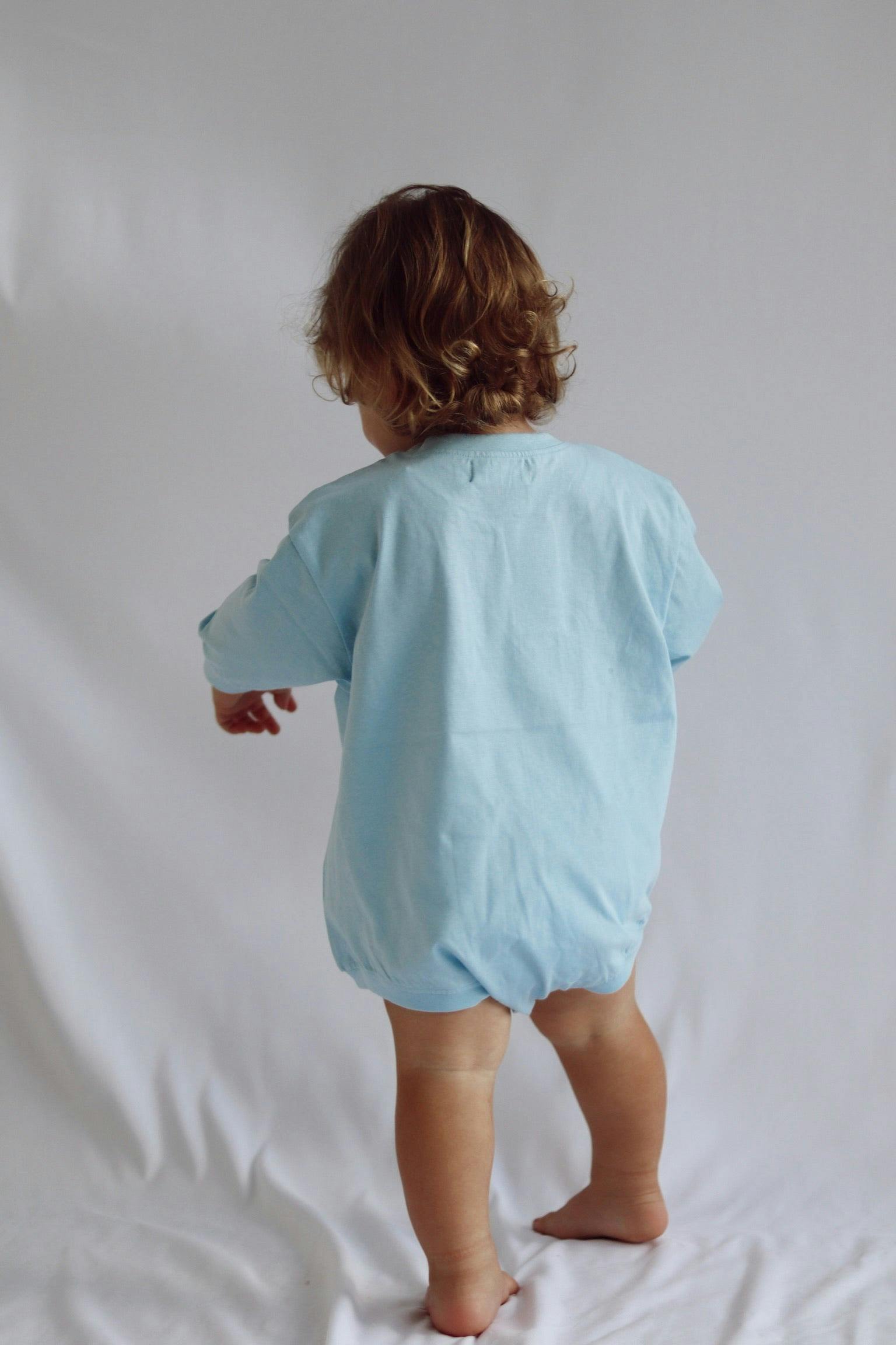 Harley Pocket Romper in Dream Blue