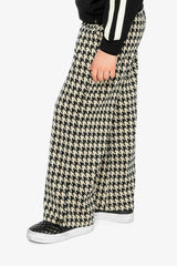 Flare Pants Black And Beige Houndstooth